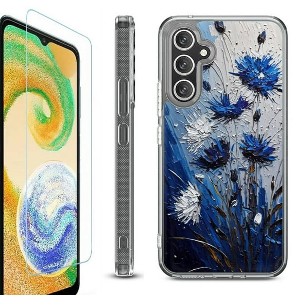 For Samsung Galaxy A36 5G Phone Case Cover, Shockproof Bumper Hybrid Case with Tempered Glass Screen Protector, by OneToughShield - Cornflower