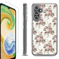 thumbnail image 1 of For Samsung Galaxy A36 5G Phone Case Cover, Shockproof Bumper Hybrid Case with Tempered Glass Screen Protector, by OneToughShield - Floral/Rose, 1 of 3