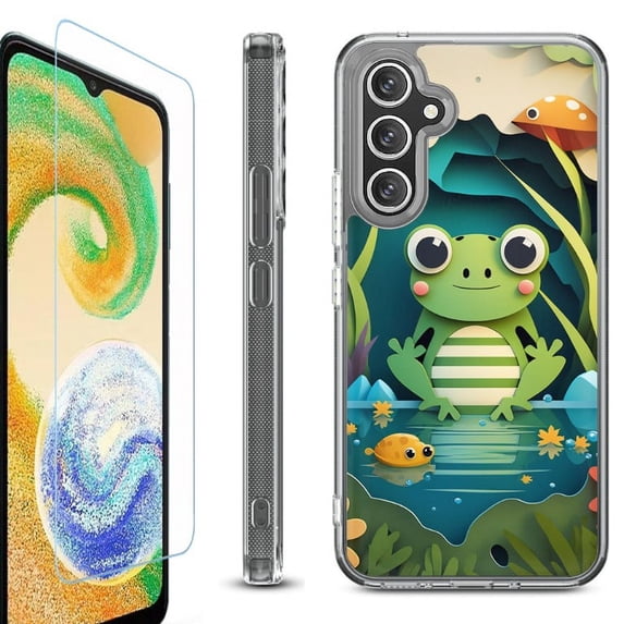 For Samsung Galaxy A36 5G Phone Case Cover, Shockproof Bumper Hybrid Case with Tempered Glass Screen Protector, by OneToughShield - Frog Craft