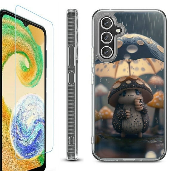 For Samsung Galaxy A36 5G Phone Case Cover, Shockproof Bumper Hybrid Case with Tempered Glass Screen Protector, by OneToughShield - Frog n Mushroom