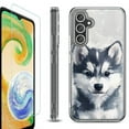 thumbnail image 1 of For Samsung Galaxy A36 5G Phone Case Cover, Shockproof Bumper Hybrid Case with Tempered Glass Screen Protector, by OneToughShield - Husky Puppy, 1 of 3