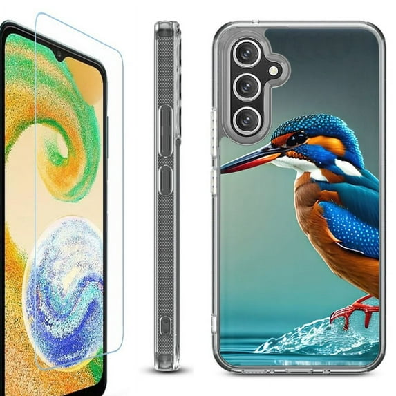 For Samsung Galaxy A36 5G Phone Case Cover, Shockproof Bumper Hybrid Case with Tempered Glass Screen Protector, by OneToughShield - Kingfisher