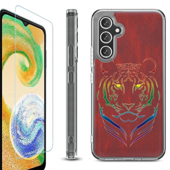 For Samsung Galaxy A36 5G Phone Case Cover, Shockproof Bumper Hybrid Case with Tempered Glass Screen Protector, by OneToughShield - Night Tiger