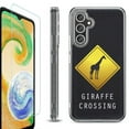 thumbnail image 1 of For Samsung Galaxy A36 5G Phone Case Cover, Shockproof Bumper Hybrid Case with Tempered Glass Screen Protector, by OneToughShield - Road Sign Giraffe, 1 of 3
