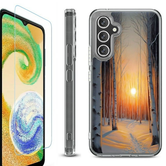 For Samsung Galaxy A36 5G Phone Case Cover, Shockproof Bumper Hybrid Case with Tempered Glass Screen Protector, by OneToughShield - Snow Forest