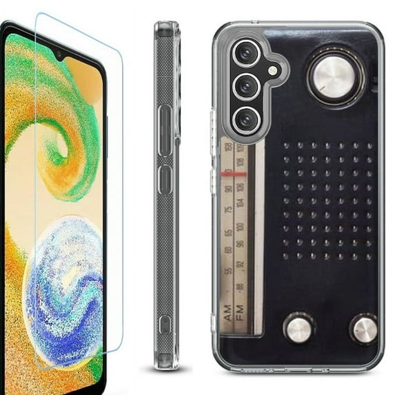 For Samsung Galaxy A36 5G Phone Case Cover, Shockproof Bumper Hybrid Case with Tempered Glass Screen Protector, by OneToughShield - Vintage Radio