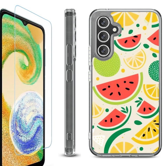 For Samsung Galaxy A36 5G Phone Case Cover, Shockproof Bumper Hybrid Case with Tempered Glass Screen Protector, by OneToughShield - Watermelon Mix
