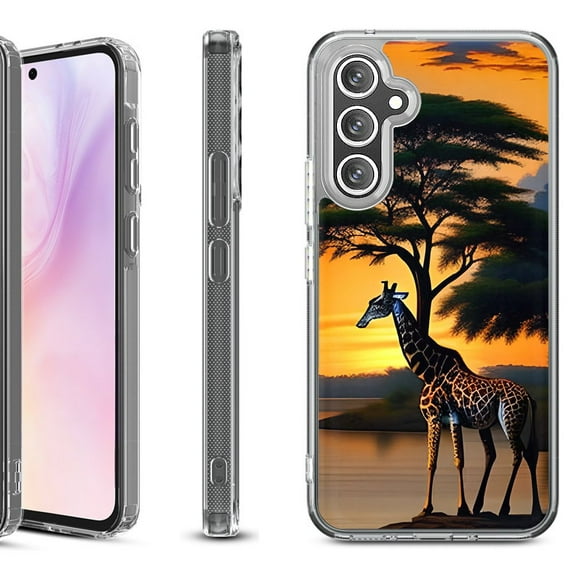 For Samsung Galaxy A36 5G Protective Shockproof Phone Case, by OneToughShield - Giraffe Sunset
