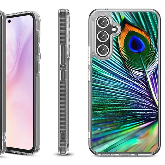 For Samsung Galaxy A36 5G Protective Shockproof Phone Case, by OneToughShield - Peacock Feather