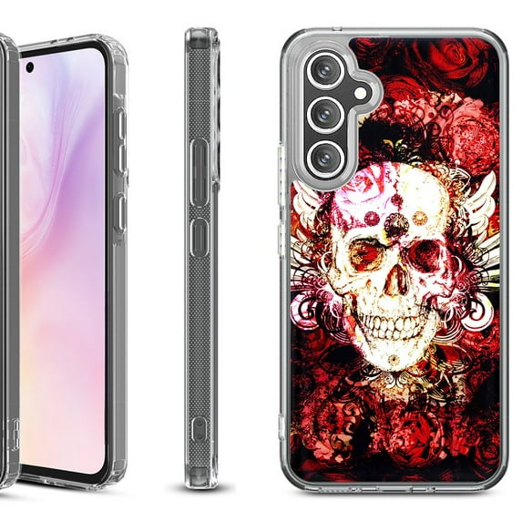 For Samsung Galaxy A36 5G Protective Shockproof Phone Case, by OneToughShield - Rose Skull