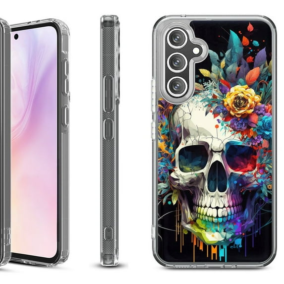 For Samsung Galaxy A36 5G Protective Shockproof Phone Case, by OneToughShield - Skull Flower