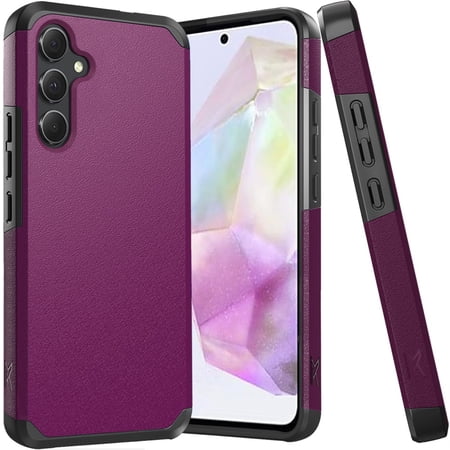 [METKASE] For Samsung Galaxy A36 / A56 (Original Series) Tough Strong Shockproof Hybrid in Slide-Out Package - Dark Purple