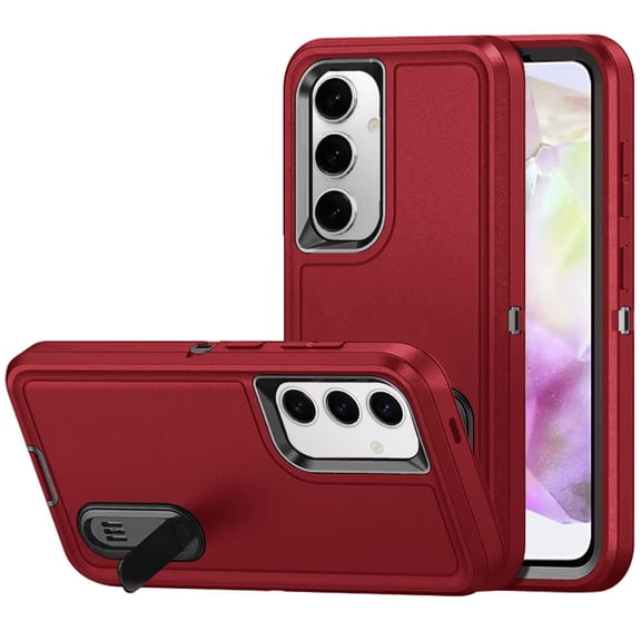 For Samsung Galaxy A36 / A56 PEAK 3in1 Toughest Hybrid with Stand Cover Case - Black/Red