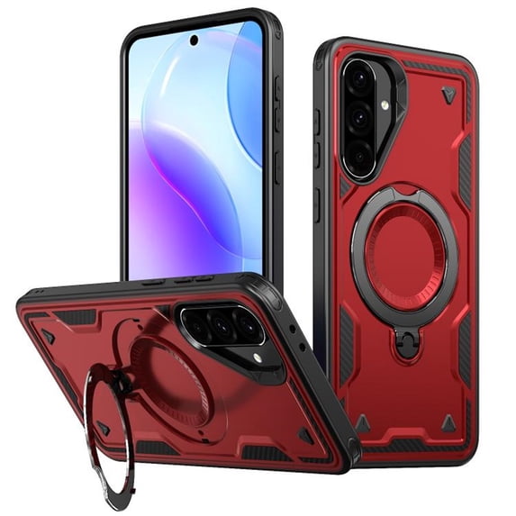 For Samsung Galaxy A37 5G Case With Invisible Magnetic O-Ring Stand Shockproof Phone Case,Red,For Galaxy A37 5G