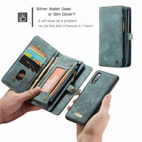 For Samsung Galaxy A50 (6.4 inch) Wallet Detachable Case, Multi-functional Folio Flip Leather Removable Magnetic Back Cover, green