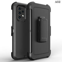 For Samsung Galaxy A52 5G / SM-A526 Heavy Duty Shockproof Armor Protective Hybrid Case Cover With Clip Black/Black