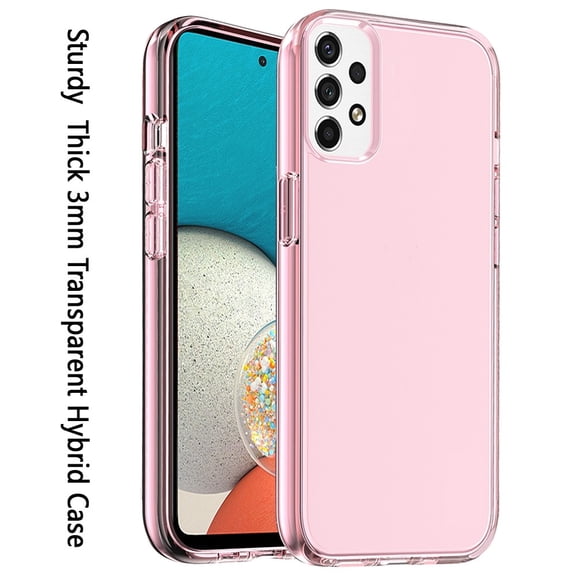 For Samsung Galaxy A53 5G Transparent Shock Absorption Thick TPU Rubber Gel Ultra Thick 3mm Hybrid Silicone Protective Slim Cover ,Xpm Phone Case [Pink]