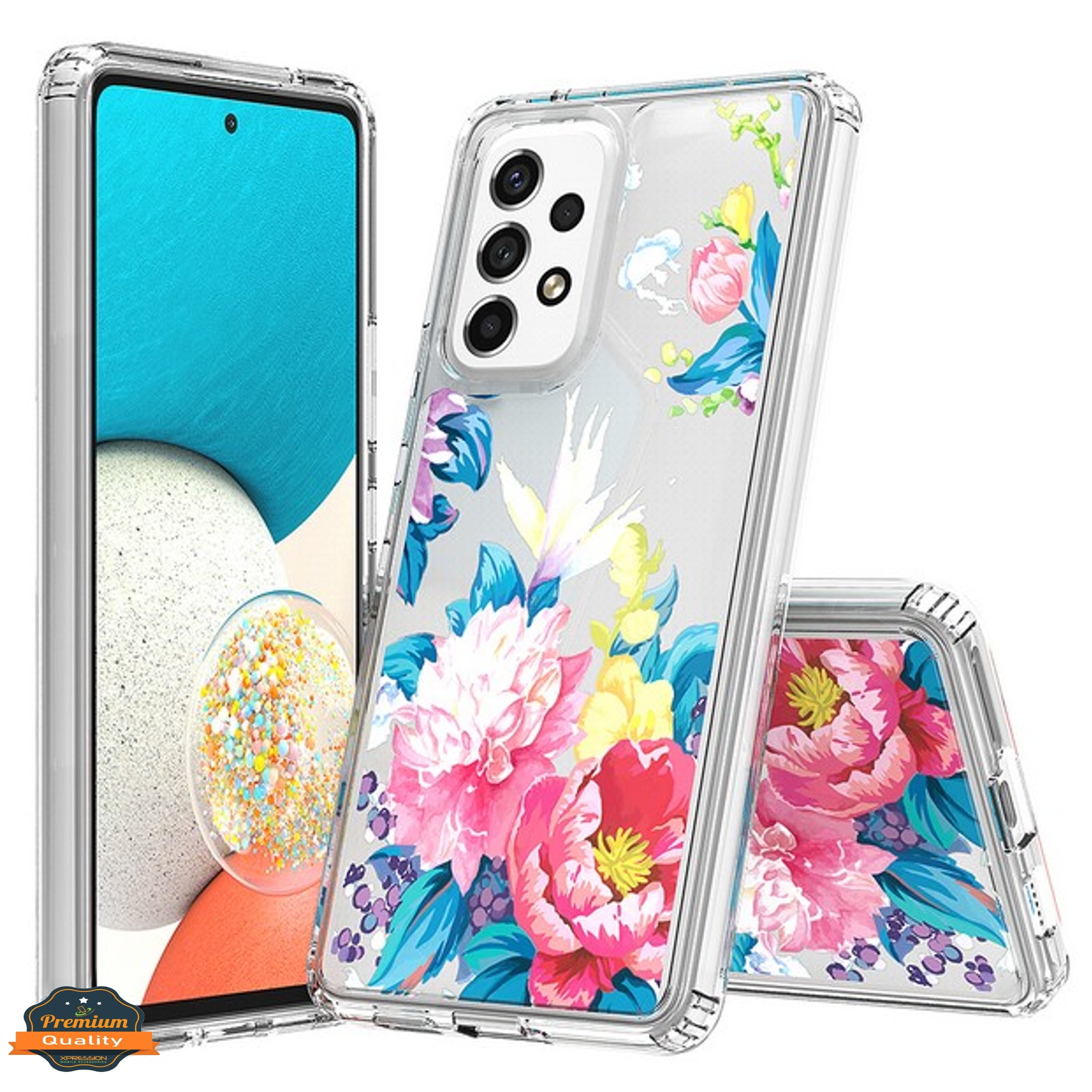 For Samsung Galaxy A54 5G Floral Patterns Design Transparent TPU Silicone  Shock Absorption Bumper Hard PC Back Phone Case Cover by Xpression - Summer  Blooms 