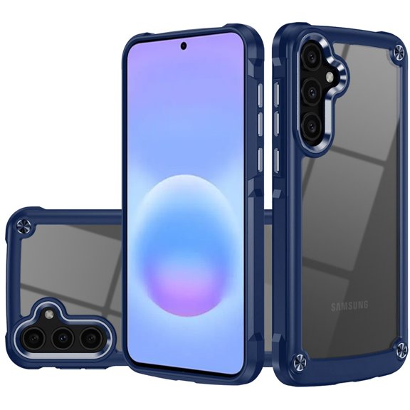 For Samsung Galaxy A57 Ultimate CaseX Transparent Hybrid Case with Metal Buttons And Camera Edges - Blue