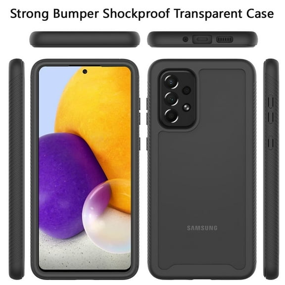 For Samsung Galaxy A73 5G Strong Bumper Shockproof Transparent Case Cover - Clear/Black