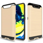 For Samsung Galaxy A80 / SM-A805 Dual layer Metal Brushed Shockproof Armor Hybrid Case Cover - Gold