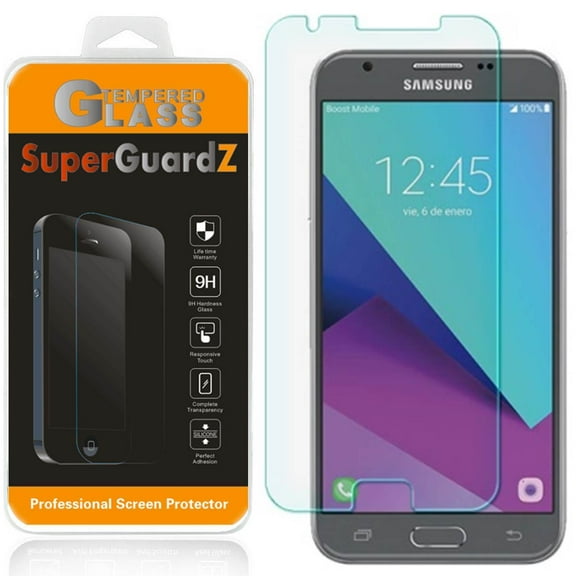 For Samsung Galaxy J3 Eclipse 2 - SuperGuardZ Tempered Glass Screen Protector [Anti-Scratch, Anti-Bubble] + LED Stylus Pen
