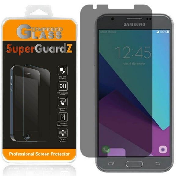 For Samsung Galaxy J3 Eclipse - SuperGuardZ Privacy Anti-Spy Tempered Glass Screen Protector [Anti-Scratch, Anti-Bubble] + LED Stylus Pen