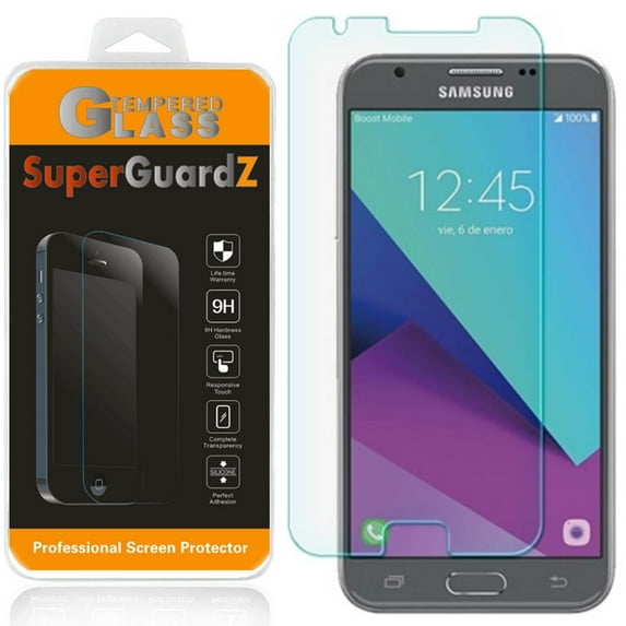 For Samsung Galaxy J3 Eclipse - SuperGuardZ Tempered Glass Screen Protector + 4-in-1 LED Stylus Pen