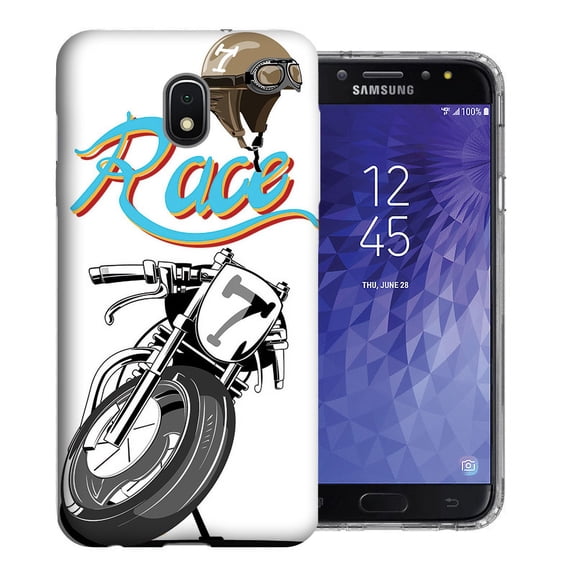 For Samsung Galaxy J3 J337 2018 Achieve / Express Prime 3 / Amp Prime 3 Cafe Racer Design TPU Gel Phone Case Cover