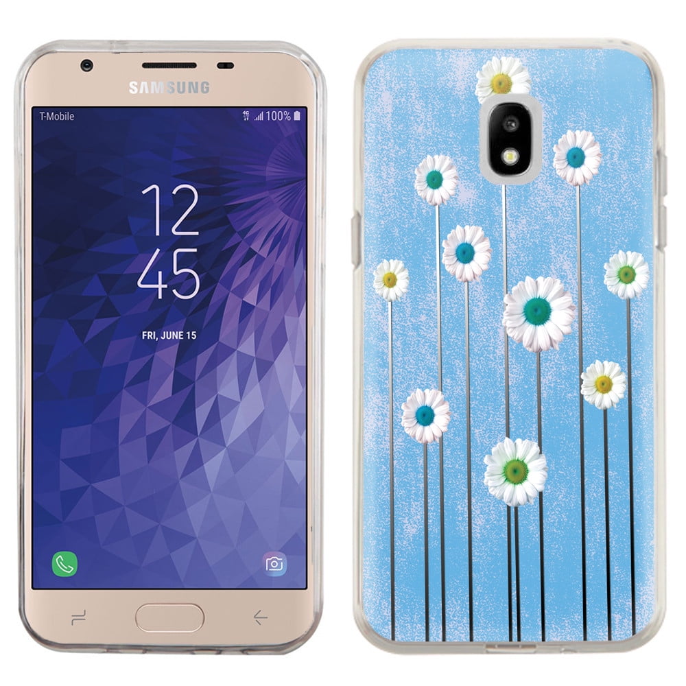 For Samsung Galaxy J3 Orbit Case OneToughShield TPU Gel Protective Slim Fit Phone Case Daisy Sky