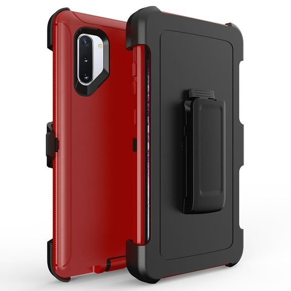 For Samsung Galaxy Note 10 Heavy Duty Defender Armor Hybrid Case Cover With Clip - Black Black