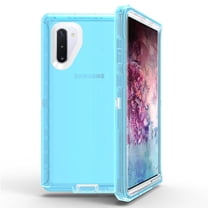For Samsung Galaxy Note 10 Transparent Defender Armor With Belt Clip Hybrid Case Cover - Blue