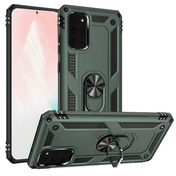 For Samsung Galaxy Note 20 Magnetic Ring Kickstand Hybrid Case Cover - Midnight Green