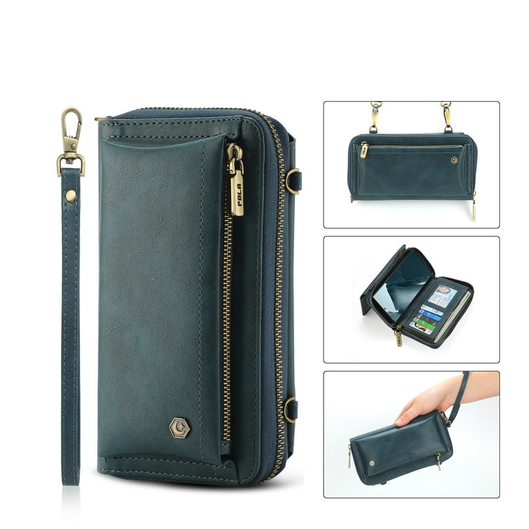 For Samsung Galaxy Note 20 Ultra Wallet Case, Plain Leather Zipper