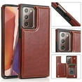 thumbnail image 1 of For Samsung Galaxy Note 20 Wallet Case with Card Holder, Premium PU Leather Kickstand Credit Card Slots Case,[RFID Blocking] Double Magnetic Clasp Back Flip Durable Shockproof Cover, Brown, 1 of 9