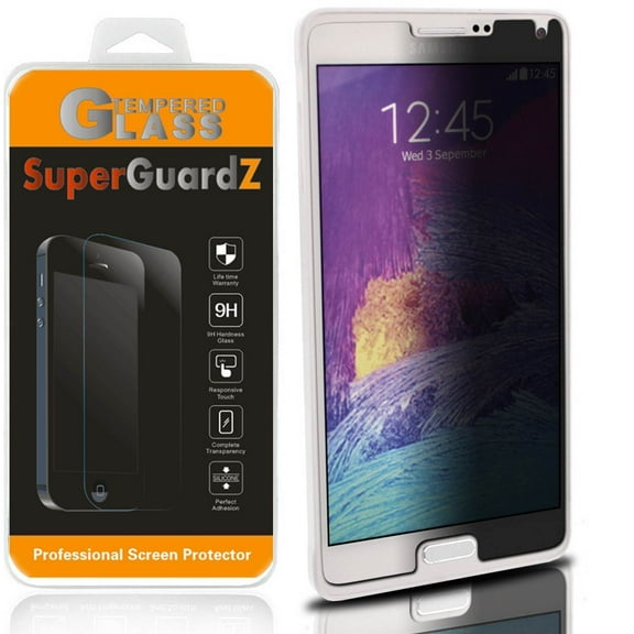 For Samsung Galaxy Note 4 - SuperGuardZ Privacy Anti-Spy Tempered Glass Screen Protector [Anti-Scratch, Anti-Bubble] + 4-in-1 LED Stylus Pen