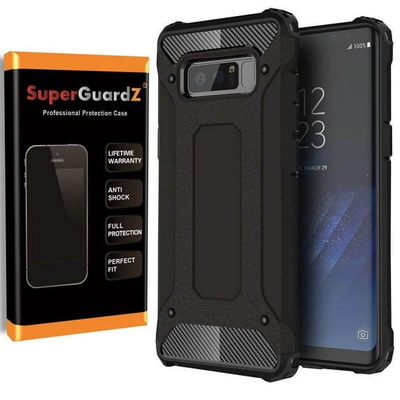 For Samsung Galaxy Note 8 Case, SuperGuardZ Slim Heavy-Duty Shockproof Protection Cover Armor [Black] + LED Stylus Pen