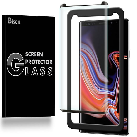 For Samsung Galaxy Note 9 (2018 Release) [BISEN] Tempered Glass [3D Curved Full Coverage] Screen Protector, Full Screen Adhesive, Easy installation frame