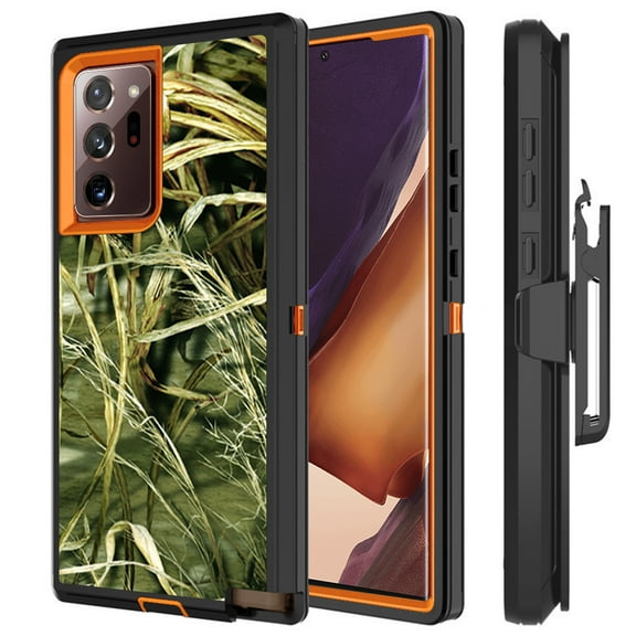 For Samsung Galaxy Note20 5G Heavy Duty Shockproof Armor Hybrid Case Cover With Clip Camouflage/Orange