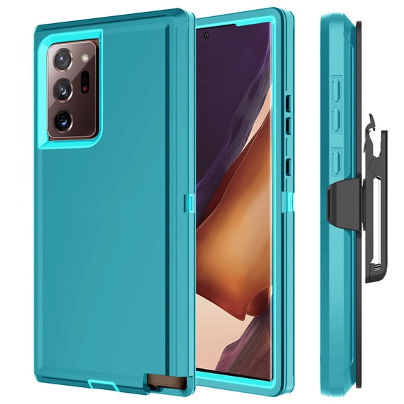 For Samsung Galaxy Note20 Ultra 5G Heavy Duty Shockproof Armor Protective Hybrid Case Cover With Clip Teal/Teal