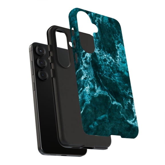 For Samsung Galaxy S10 Plus, Dual-Layer, Blue Marble Print, USA