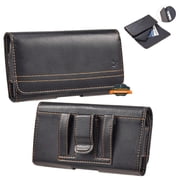 For Samsung Galaxy S10 Plus Universal Horizontal PU Leather Phone Holster Case with Belt Holder Clip / Loops Pouch Sleeve Carrying Cover - Black
