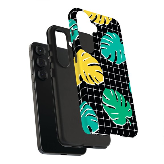 For Samsung Galaxy S10e, Dual-Layer, Tropical Leaves Print, USA
