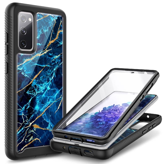 For Samsung Galaxy S20 FE 5G Case, with Built-in Screen Protector, Nagebee Full-Body Protective Rugged Bumper Cover, Shockproof Durable Case (Sapphire)