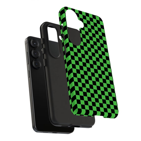 For Samsung Galaxy S20 FE, Dual-Layer, Green Gingham Print, USA