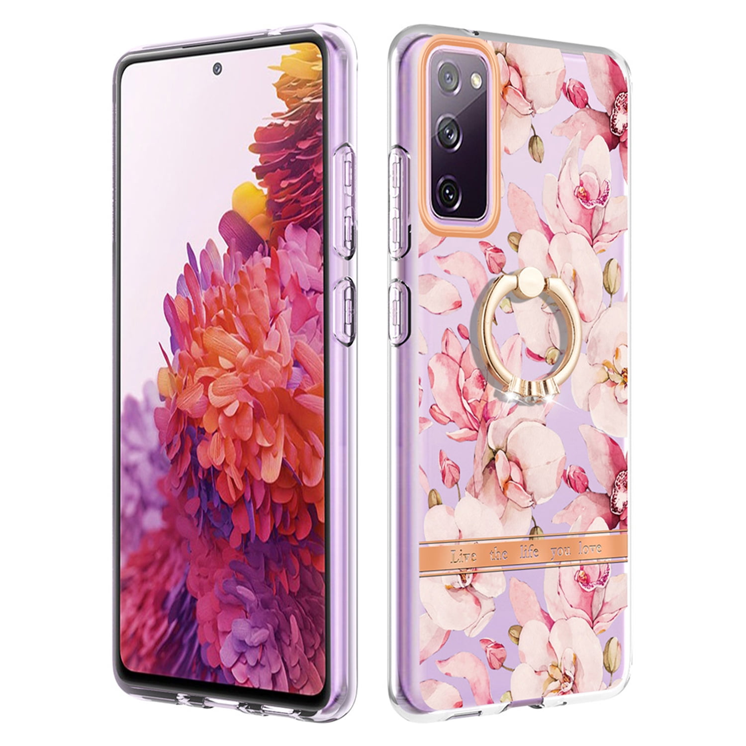 For Samsung Galaxy S20 FE Floral Case with Ring Holder Kickstand