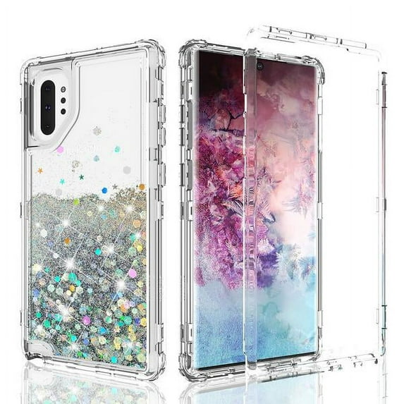 For Samsung Galaxy S20 Plus Case,Clear Liquid Glitter Waterfall Bling Protective Case for Galaxy S20 Plus - Silver