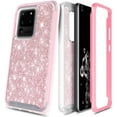 thumbnail image 1 of For Samsung Galaxy S20 Ultra Case, Full-Body with Front PC Frame Shockproof Protective Bumper Cover, Support Wireless Charging, Impact Resist Durable Phone Case (Pink Glitter), 1 of 5