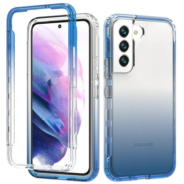 For Samsung Galaxy S21 Case, Full Body Clear Bumper Protection Case [with Screen Protector] Hybrid Back Silicone Rubber TPU Bumper Gradient Phone Case For Samsung Galaxy S21 - Blue