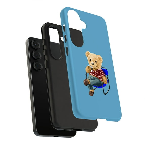 For Samsung Galaxy S21, Dual-Layer, Kickback Teddy Print, USA